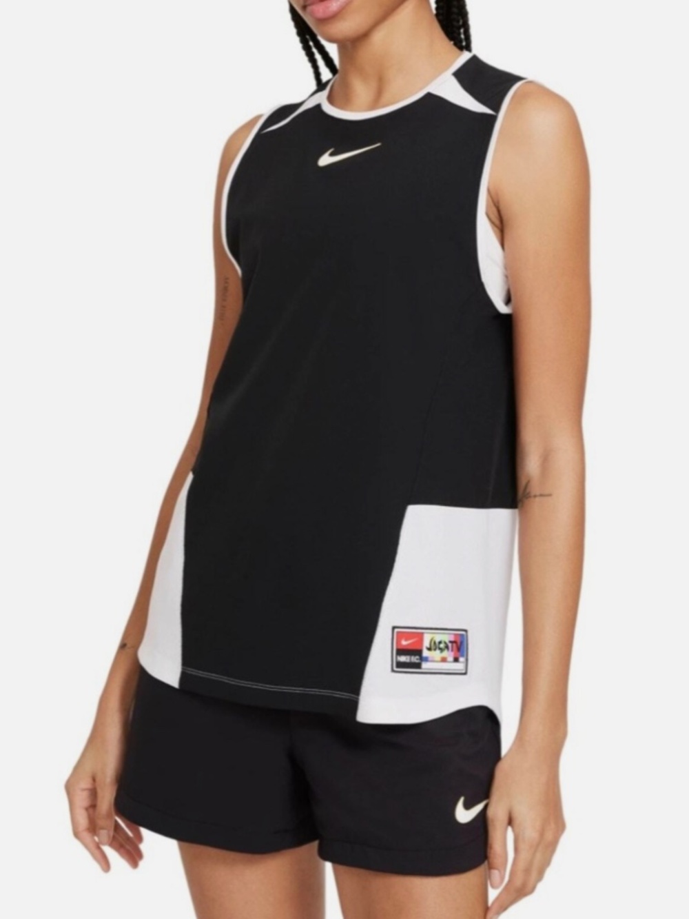 Nike FC Dri FIT Joga Bonito Sleeveless Soccer Training Top Jersey Black White S